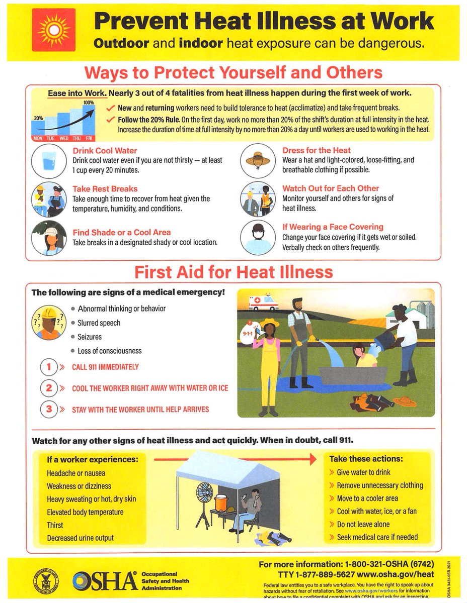 Stay safe in the heat! Whether you work indoors or outdoors, heat illness is serious. Follow OSHA’s tips: drink water, take breaks, dress light, and watch out for each other.
#nycdcctc #NYCCarpentersTrainingCenter #NYC #Carpenters #unionstrong #CarpentersRISE #newyork #ny