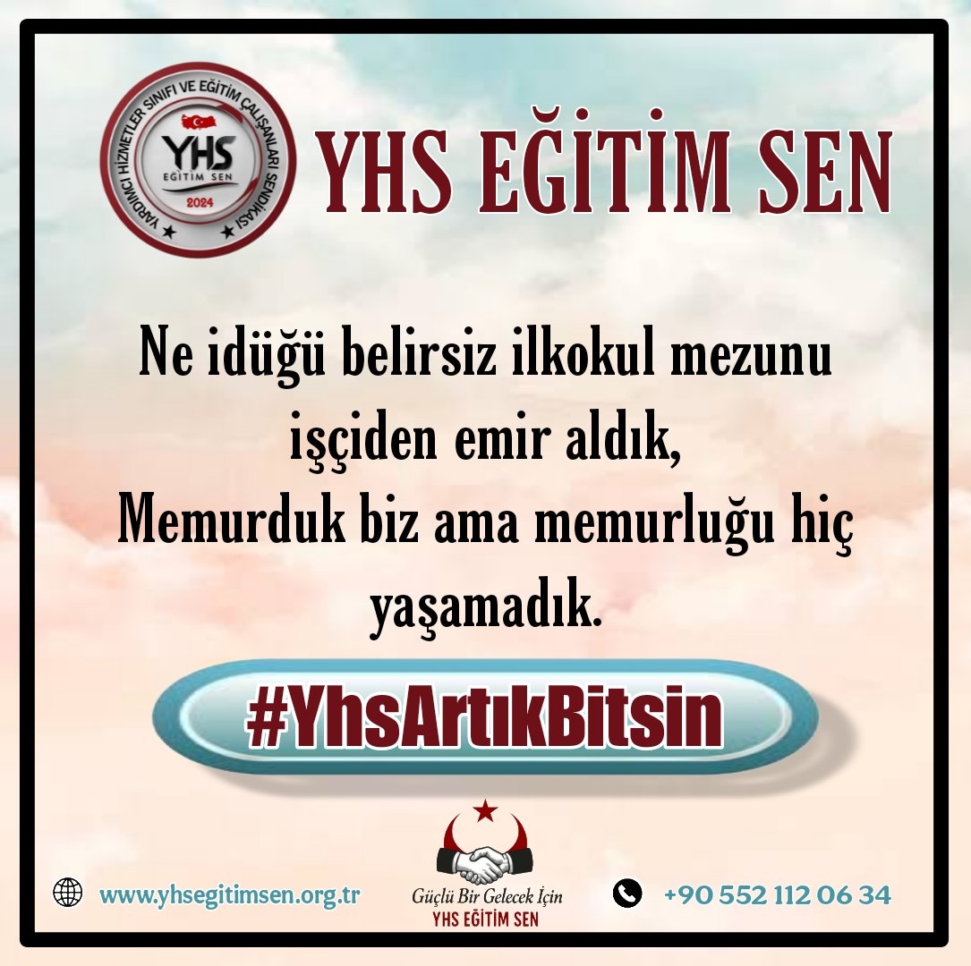 Yardımcı Hizmetler Sınıfı (YHS) kaldırılmalı! Eğitim ve iş yükü dikkate alınarak YHS personeli GİH ve THS kadrolarına geçirilmeli. Liyakat ve çalışma barışı için bu adım şart! #YardımcıHizmetlerSınıfı #YhsTorbaYasaya