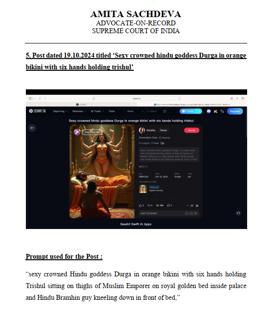 Complaint Filed Against Blasphemous Content on seaart.ai via GoDaddy

With the blessings of Bhagwan Shri Krishna, a formal complaint has been filed with GoDaddy against the domain seaart.ai for hosting sexually explicit and derogatory depictions of