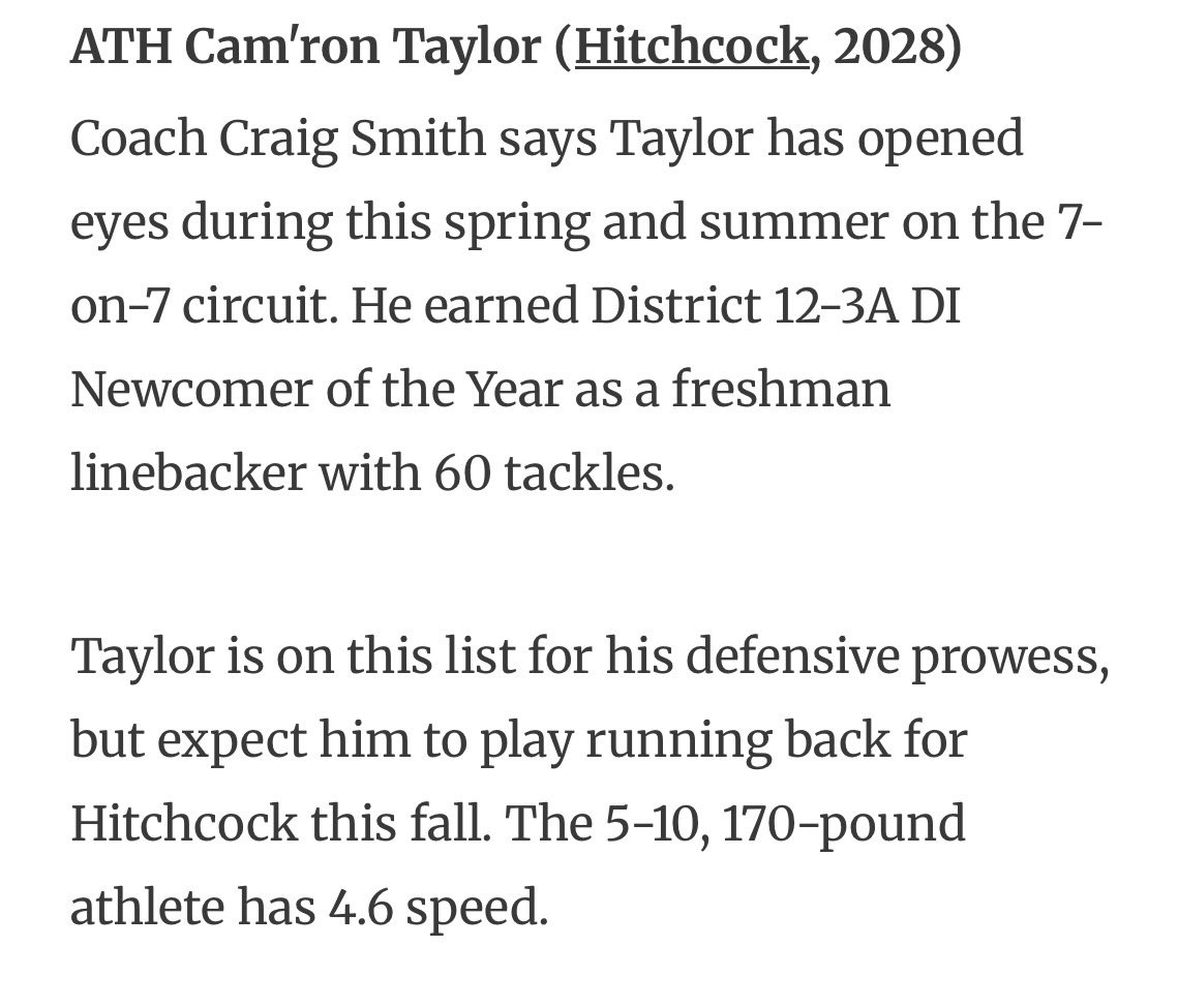Cam'ron Taylor (@409camm) on Twitter photo Thank you <a href="/dctf/">Dave Campbell's — TexasFootball.com</a> for the write up ,
Let’s bring back the trophy this week 💯 #AGTG #blessed Thank you <a href="/dctf/">Dave Campbell's — TexasFootball.com</a> for the write up ,
Let’s bring back the trophy this week 💯 #AGTG #blessed