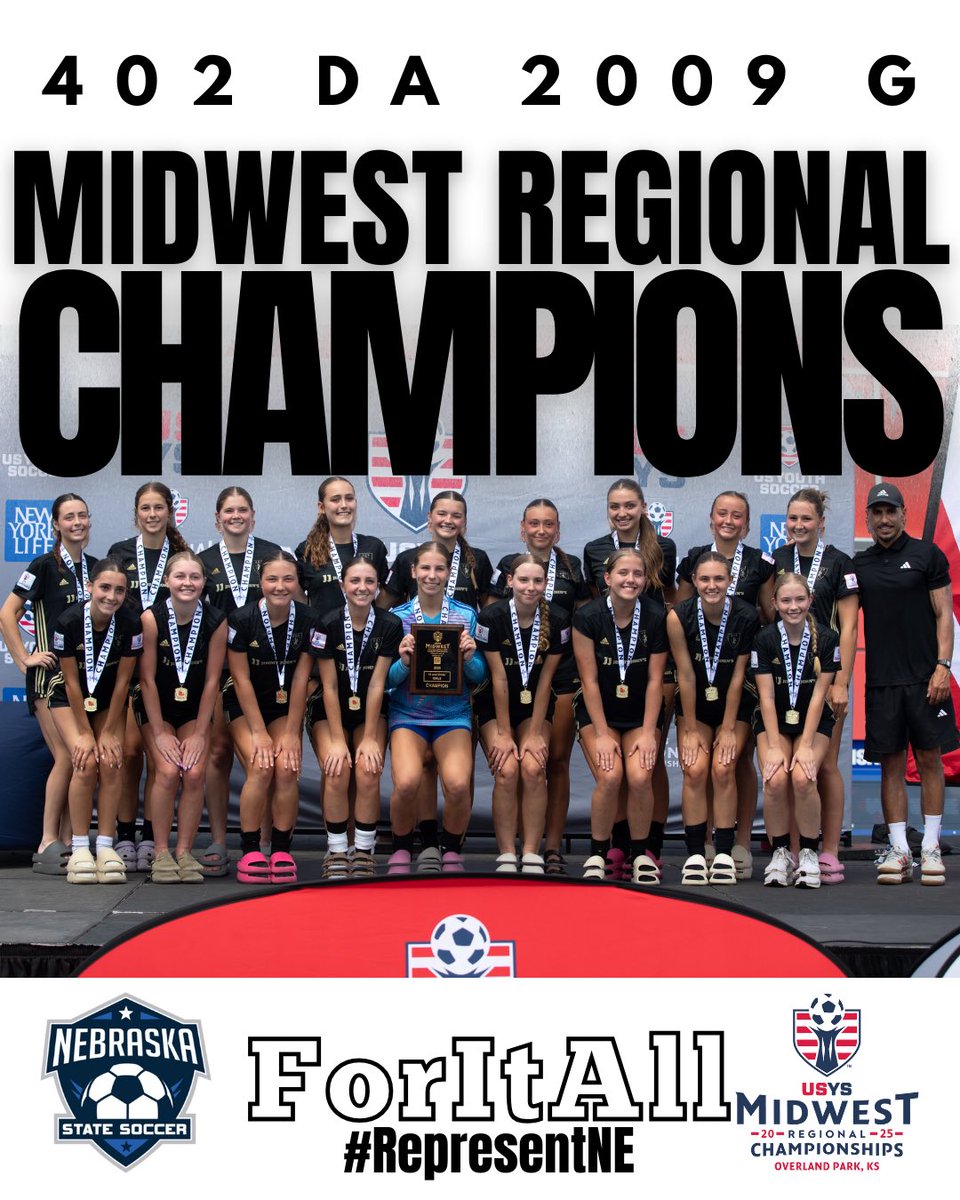 NEBStateSoccer's tweet photo. Midwest Regional Champs (take me to Florida 😎) 

Let hear it for our 16G Nebraska representatives named Midwest Regional Champions with a 3-1 win over Club Ohio! 

Next stop, Orlando 🌴

#representNE #foritall @usyouthsoccer https://t.co/Vza5n6VwXb