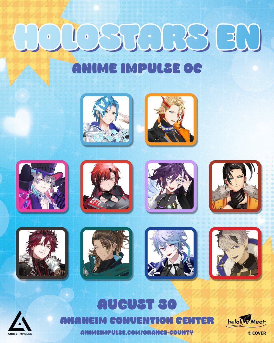 ANIME Impulse™ | アニメ インパルス (@animeimpulse) on Twitter photo ⭐️ A BOUNTY OF HEROES ⭐️
ALL TOGETHER NOW! 🗣️📢
Please welcome the <a href="/hololive_En/">hololive (English)</a> heroes of #holoTEMPUS and the bounty hunters of #holoARMIS to #ANIMEImpulseOC2025! 🌲🌵🍊✨
Meet & Greets! 3D Super Karaoke Party! All on 8/30! 👋🎤 #hololiveMeet
🎫: animeimpulse.com/holostars ⭐️ A BOUNTY OF HEROES ⭐️
ALL TOGETHER NOW! 🗣️📢
Please welcome the <a href="/hololive_En/">hololive (English)</a> heroes of #holoTEMPUS and the bounty hunters of #holoARMIS to #ANIMEImpulseOC2025! 🌲🌵🍊✨
Meet & Greets! 3D Super Karaoke Party! All on 8/30! 👋🎤 #hololiveMeet
🎫: animeimpulse.com/holostars