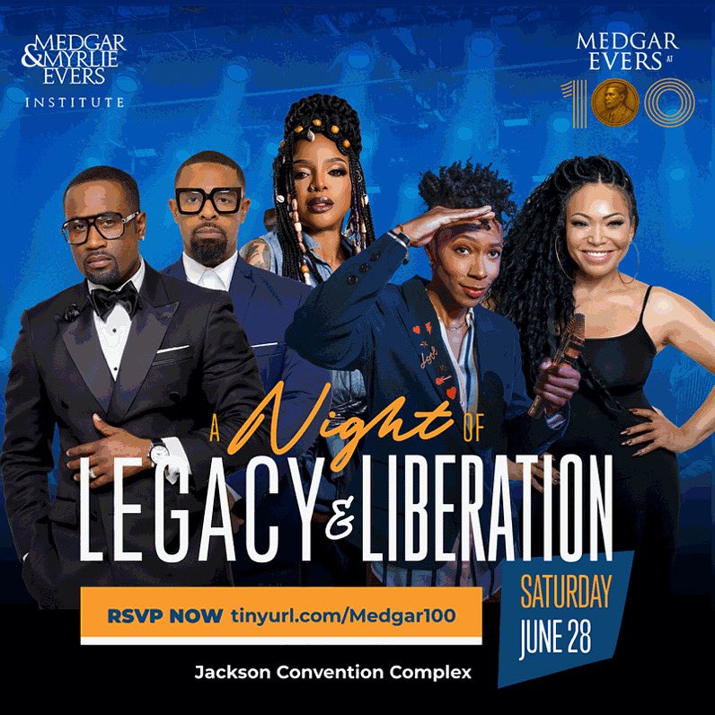 J A C K S O N,  M S‼️

DJ UNPREDICTABLE 601 LIVE INDMIX🔥

Get dressed up and come celebrate A Night of Legacy &amp; Liberation - “Medgar at 100”. 

This Saturday, June 28th

📍Jackson Convention Complex

RSVP Here 👉🏾 tinyurl.com/Medgar100
