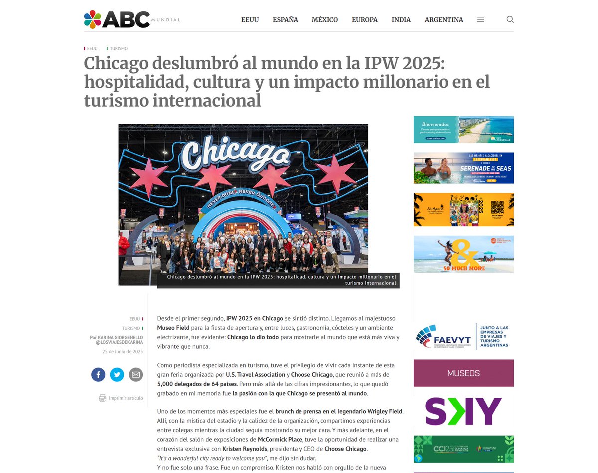 ABC Mundial (@abcmundial) on Twitter photo Chicago deslumbró al mundo en la IPW 2025: hospitalidad, cultura y un impacto millonario en el turismo internacional
<a href="/ustravelipw/">U.S. Travel's IPW</a> <a href="/ChooseChicago/">Choose Chicago</a> <a href="/ChooseChicagoMx/">Choose Chicago México</a> <a href="/ABCMundial/">ABC Mundial</a> <a href="/GiorgenelloKari/">losviajesdekarina</a> <a href="/pablitopla/">Pablo Pla</a> #ipw2025
abcmundial.com/2025/06/25/eeu… Chicago deslumbró al mundo en la IPW 2025: hospitalidad, cultura y un impacto millonario en el turismo internacional
<a href="/ustravelipw/">U.S. Travel's IPW</a> <a href="/ChooseChicago/">Choose Chicago</a> <a href="/ChooseChicagoMx/">Choose Chicago México</a> <a href="/ABCMundial/">ABC Mundial</a> <a href="/GiorgenelloKari/">losviajesdekarina</a> <a href="/pablitopla/">Pablo Pla</a> #ipw2025
abcmundial.com/2025/06/25/eeu…