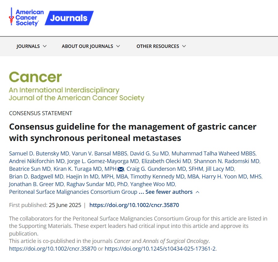 Andrei Nikiforchin, MD (@anikiforchin) on Twitter photo 📑 Immensely grateful to be part of <a href="/YaleMed/">Yale School of Medicine</a> #PSM Consortium team and work on this new guideline for #GastricCancer + #peritoneal mets - just out in <a href="/JournalCancer/">ACS Journal Cancer</a> 📢
Huge thanks to <a href="/kturaga/">Kiran Turaga</a> <a href="/sbutensky/">Samuel Butensky, MD</a> <a href="/Varun_VBSurg/">Varun Bansal</a> for the invitation 🤝
🔗 doi.org/10.1002/cncr.3…
<a href="/YaleSurgery/">Yale Surgery</a> 📑 Immensely grateful to be part of <a href="/YaleMed/">Yale School of Medicine</a> #PSM Consortium team and work on this new guideline for #GastricCancer + #peritoneal mets - just out in <a href="/JournalCancer/">ACS Journal Cancer</a> 📢
Huge thanks to <a href="/kturaga/">Kiran Turaga</a> <a href="/sbutensky/">Samuel Butensky, MD</a> <a href="/Varun_VBSurg/">Varun Bansal</a> for the invitation 🤝
🔗 doi.org/10.1002/cncr.3…
<a href="/YaleSurgery/">Yale Surgery</a>