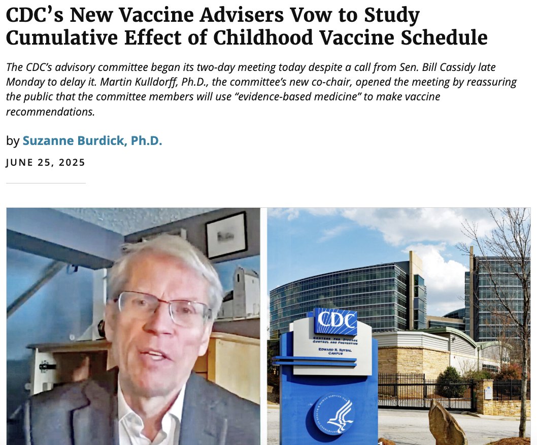 ✅ GOOD NEWS: CDC’s New Vaccine Advisers Vow to Study Cumulative Effect of Childhood Vaccine Schedule 

The CDC’s new advisory committee today announced plans to look at the cumulative effect of all vaccines given during childhood.

Martin Kulldorff, Ph.D., the committee’s new