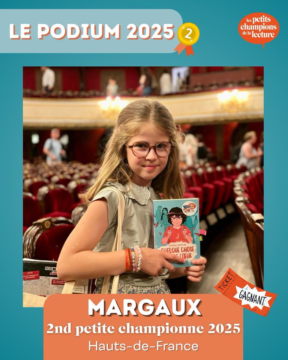 championlecture's tweet image. Voici les lauréats 2025 !
🥇 Kendjy
🥈 Margaux
🥉 Armelle
👏 Bravo à tous !
📆 Rendez-vous dès le 1er juillet pour la 14e édition 💛
#finale2025 #lecturejeunesse #lire #livre