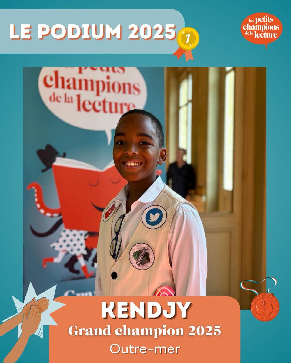 championlecture's tweet image. Voici les lauréats 2025 !
🥇 Kendjy
🥈 Margaux
🥉 Armelle
👏 Bravo à tous !
📆 Rendez-vous dès le 1er juillet pour la 14e édition 💛
#finale2025 #lecturejeunesse #lire #livre