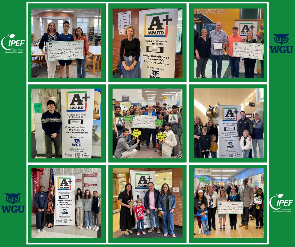 IPEF 204 (@ipef204) on Twitter photo Congratulations once again to our 9 OUTSTANDING A+ Award winners for the 2024-25 school year! Thank you to all in our <a href="/ipsd204/">Indian Prairie 204</a> community for their heartfelt nominations, and thank you to <a href="/wgu/">Western Governors U.</a> for your generous support of this program!
#OutstandingTeachers #communitysupport Congratulations once again to our 9 OUTSTANDING A+ Award winners for the 2024-25 school year! Thank you to all in our <a href="/ipsd204/">Indian Prairie 204</a> community for their heartfelt nominations, and thank you to <a href="/wgu/">Western Governors U.</a> for your generous support of this program!
#OutstandingTeachers #communitysupport