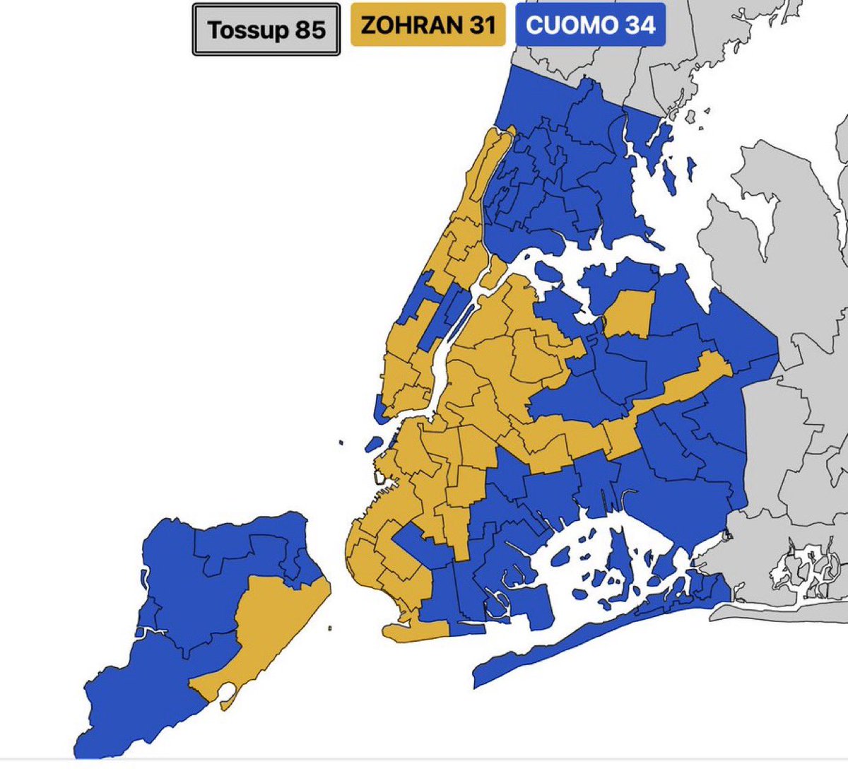 NYC Mayor 1st Round by AD

Zohran added some districts most people didn't expect him to win

AD-40 (Flushing)
AD-42 (Flatbush) 
AD-46 (Bay Ridge, Fort Hamilton, Coney Island)
AD-47 (Bath Beach, Gravesend)
AD-49 (Dyker Heights, Bensonhurst, Sunset Park)
AD-68 (East Harlem)
AD-72