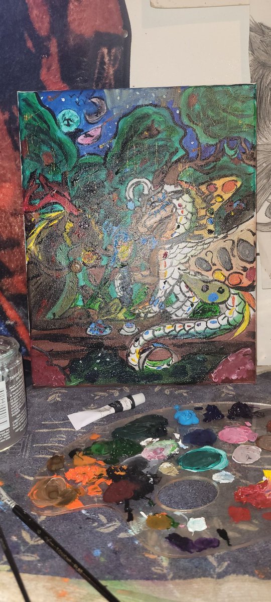 Forgot to post and share this but this painting took from 12am to 6am one night more of a practice and learning 

#painting #dragon #art #artwork #silkwing #wof #WingsOfFire #dragonart