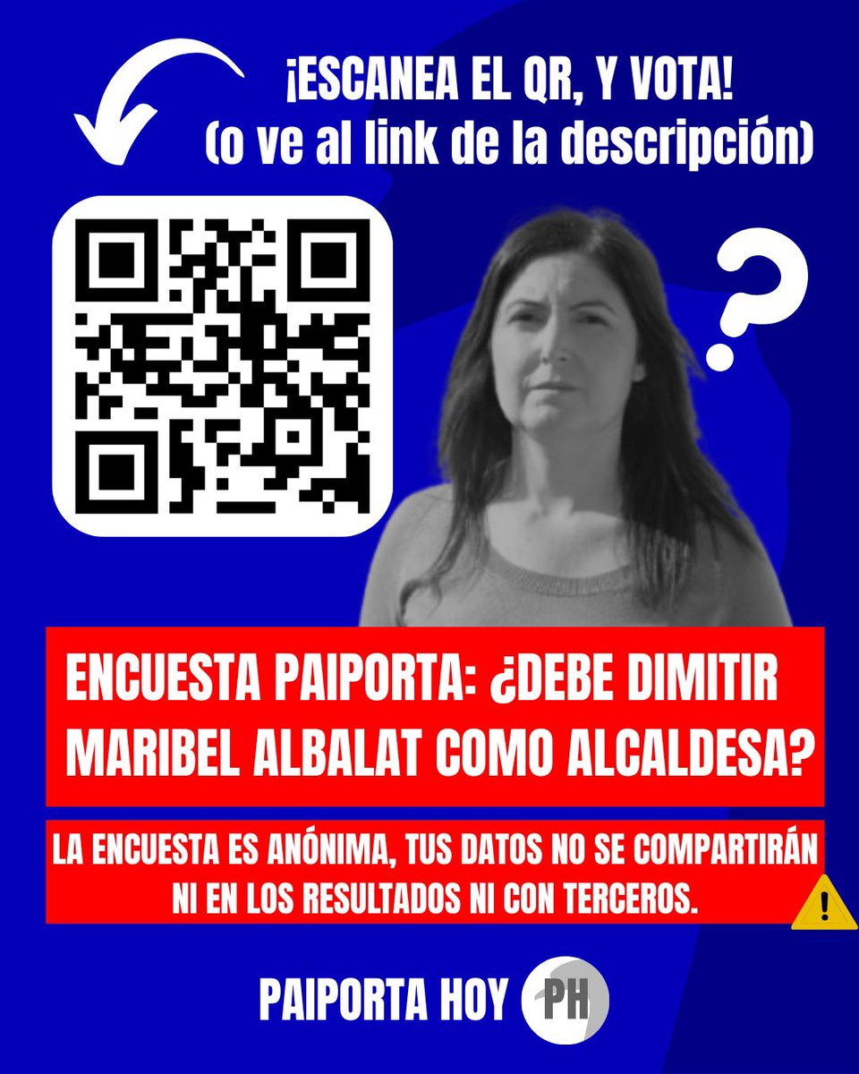 ¿Debe dimitir Maribel Albalat como alcaldesa de Paiporta?

🔗docs.google.com/forms/d/e/1FAI… 

⬇️