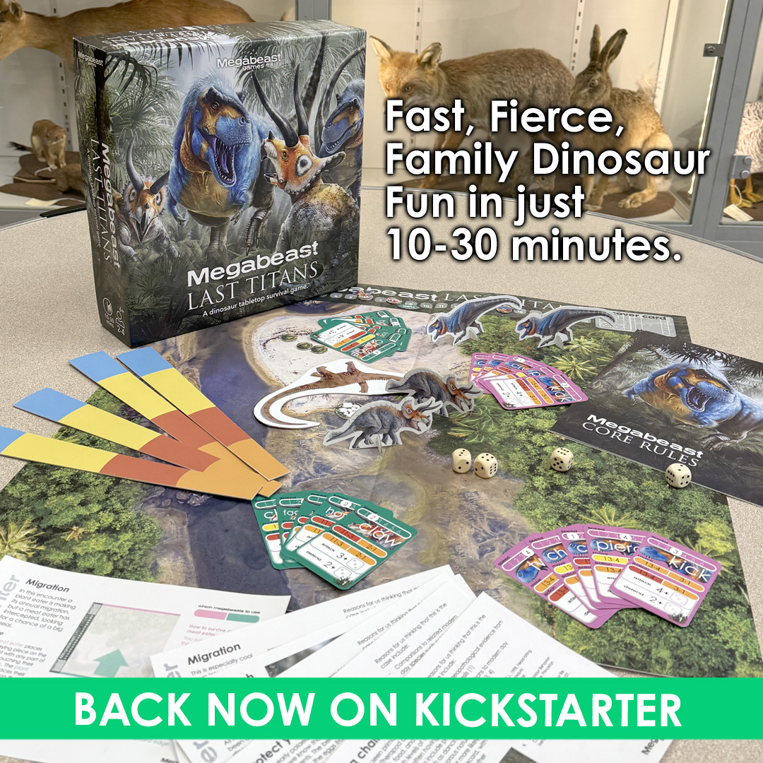 Megabeast Games (@megabeastgames) on Twitter photo Just comment on any of our posts for a chance to WIN a copy of Prehistoric Worlds by <a href="/LadyNaturalist/">Ashley Hall (Taylor's Version)</a>
Last Titans is a fun, fast-paced game that gets kids thinking while they play as dinosaurs trying to survive.
kickstarter.com/projects/megab… Just comment on any of our posts for a chance to WIN a copy of Prehistoric Worlds by <a href="/LadyNaturalist/">Ashley Hall (Taylor's Version)</a>
Last Titans is a fun, fast-paced game that gets kids thinking while they play as dinosaurs trying to survive.
kickstarter.com/projects/megab…