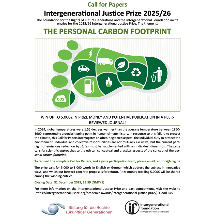 Two essay competitions now open!
Win up to 5000€ and the chance to be published in an academic journal
#intergenerationaljustice #ClimateAction #intergenerationalfairness #gerontocracy #ageing #socialcontract