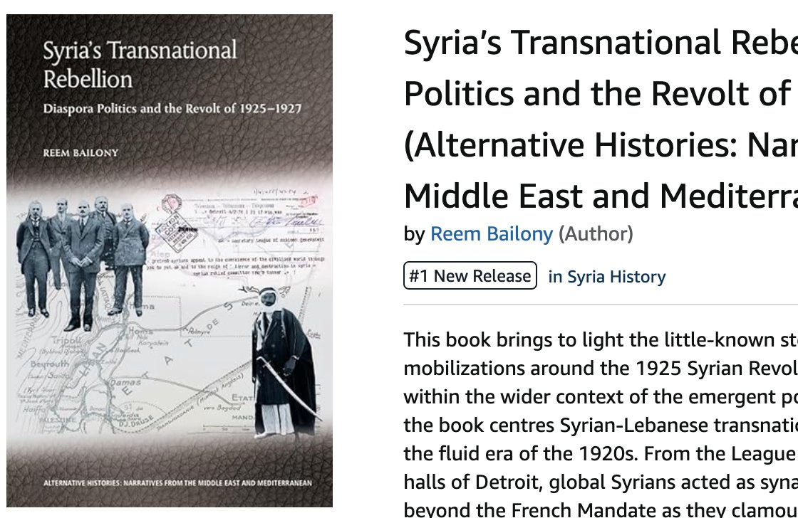 Apparently, my book is Amazon's #1 pick for new releases in Syria History...Get your copy straight from
<a href="/EdinburghUP/">Edinburgh University Press</a> ! 📖 🙏