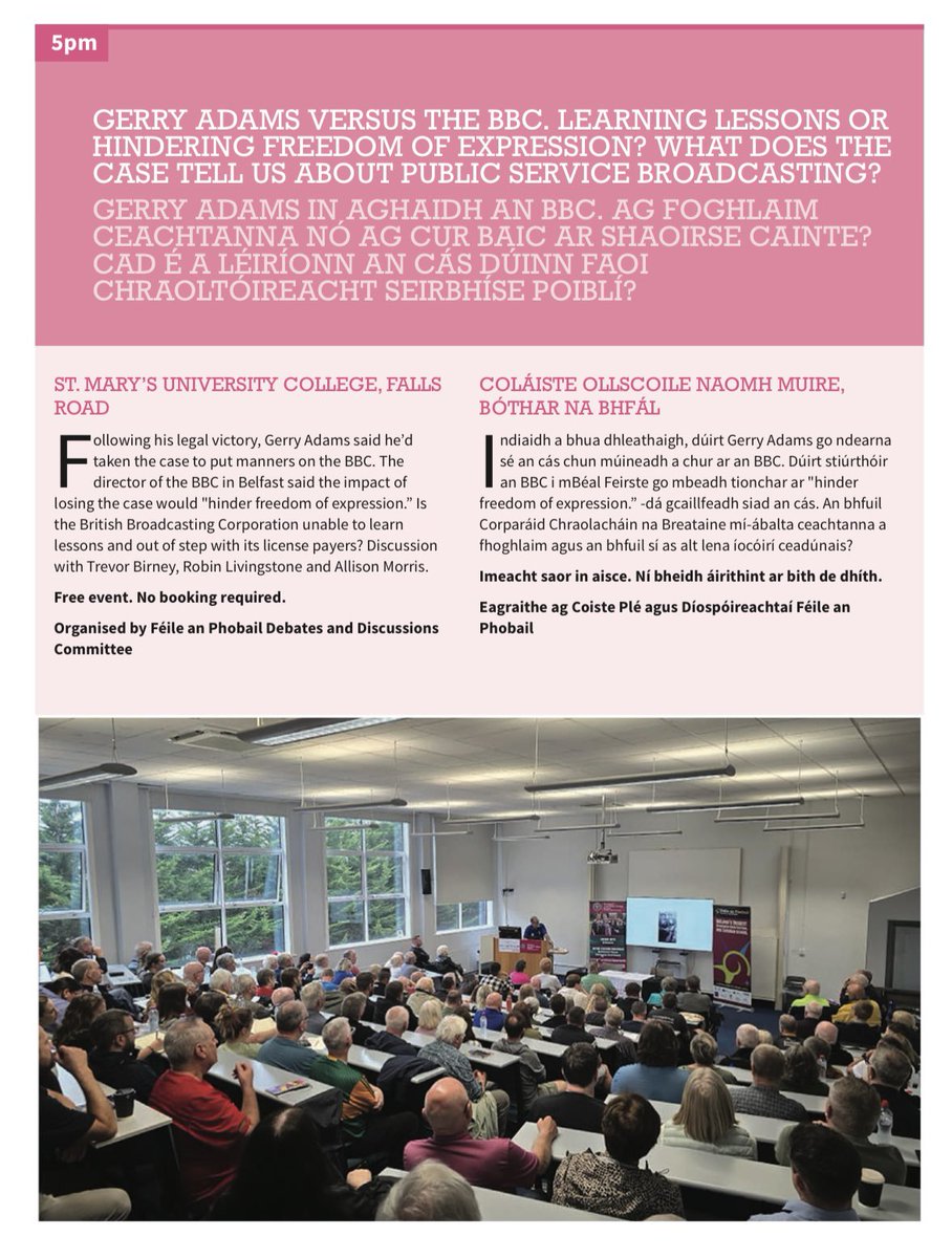 GERRY ADAMS VERSUS THE BBC

📆Monday 4th August 5pm

📍St Mary’s University College

🗣️Discussion with Trevor Birney, Robin Livingstone, and Allison Morris