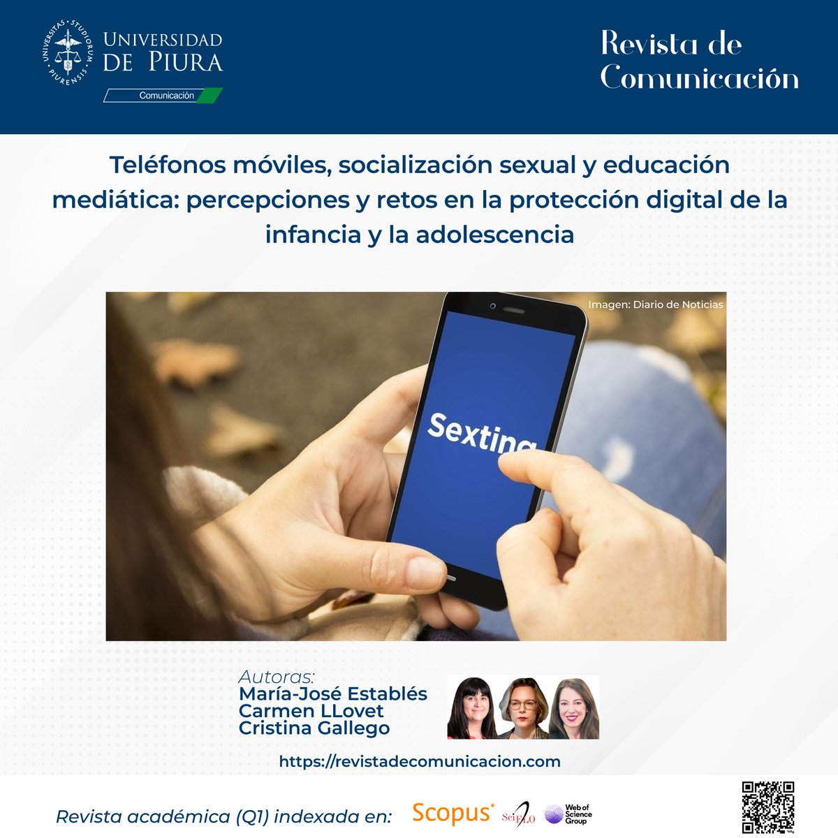 RevComUdep's tweet photo. 📘Artículo del Vol.24, N° 1 (2025)

🔎 Las investigadoras entrevistan a expertos y a adolescentes para conocer las percepciones y motivaciones de los #jóvenes en relación con el consumo e intercambio de #contenidosexual en internet.

🔗 https://t.co/5N2FqTjY8E

#Rcom #Fcom #Udep https://t.co/D0f0H5Ax67