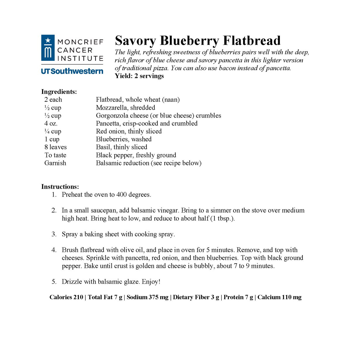 MoncriefCancer's tweet image. Blueberries are a good source of vitamin C and antioxidants, and recent studies suggest regularly eating blueberries is linked to a decrease in systolic blood pressure. Check out our dietitian’s sweet and savory blueberry flatbread #recipe. #WellnessWednesday