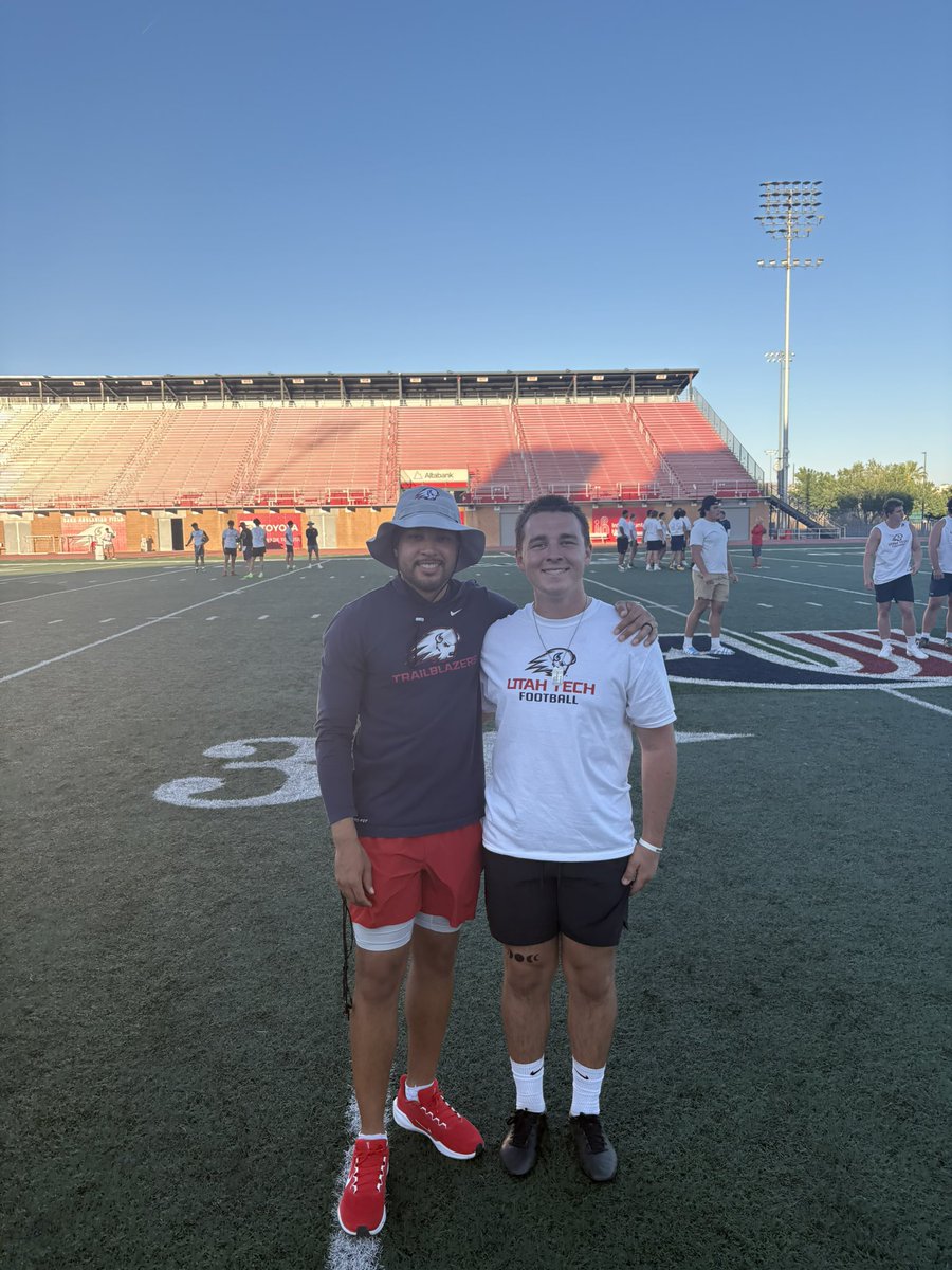 Caden Leonard (@cadenleonard32) on Twitter photo Had a great time at the <a href="/UtahTech_Fball/">Utah Tech Football</a> camp earlier this week. Learned a lot from <a href="/KyanBrumfield/">Coach Ky</a> and the current specialists <a href="/IlyaUvaydov/">Ilya Uvaydov</a> and <a href="/CyrusAguinaga/">Cyrus Aguinaga</a>. Charted well including a 52 with cross wind. Excited to continue working for the rest of summer.
<a href="/steverausch17/">Rausch Kicking</a> Had a great time at the <a href="/UtahTech_Fball/">Utah Tech Football</a> camp earlier this week. Learned a lot from <a href="/KyanBrumfield/">Coach Ky</a> and the current specialists <a href="/IlyaUvaydov/">Ilya Uvaydov</a> and <a href="/CyrusAguinaga/">Cyrus Aguinaga</a>. Charted well including a 52 with cross wind. Excited to continue working for the rest of summer.
<a href="/steverausch17/">Rausch Kicking</a>