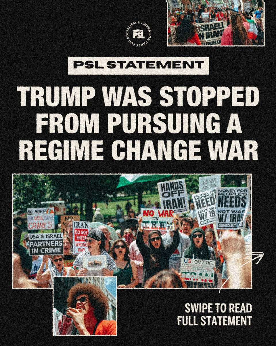 🚨PSL STATEMENT: Trump was stopped from pursuing a regime change war

The idea that Trump is a pro-peace president was once again proven to be a complete fraud when he ordered U.S. warplanes to drop the largest conventional bombs on Earth in an unprovoked attack on Iran last