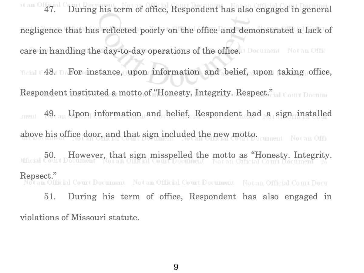 RyanWKrull's tweet photo. Bailey's removal petition includes the infamous sign misspelling incident (repsect), cited as evidence of "general negligence." https://t.co/FA0zidkLV2