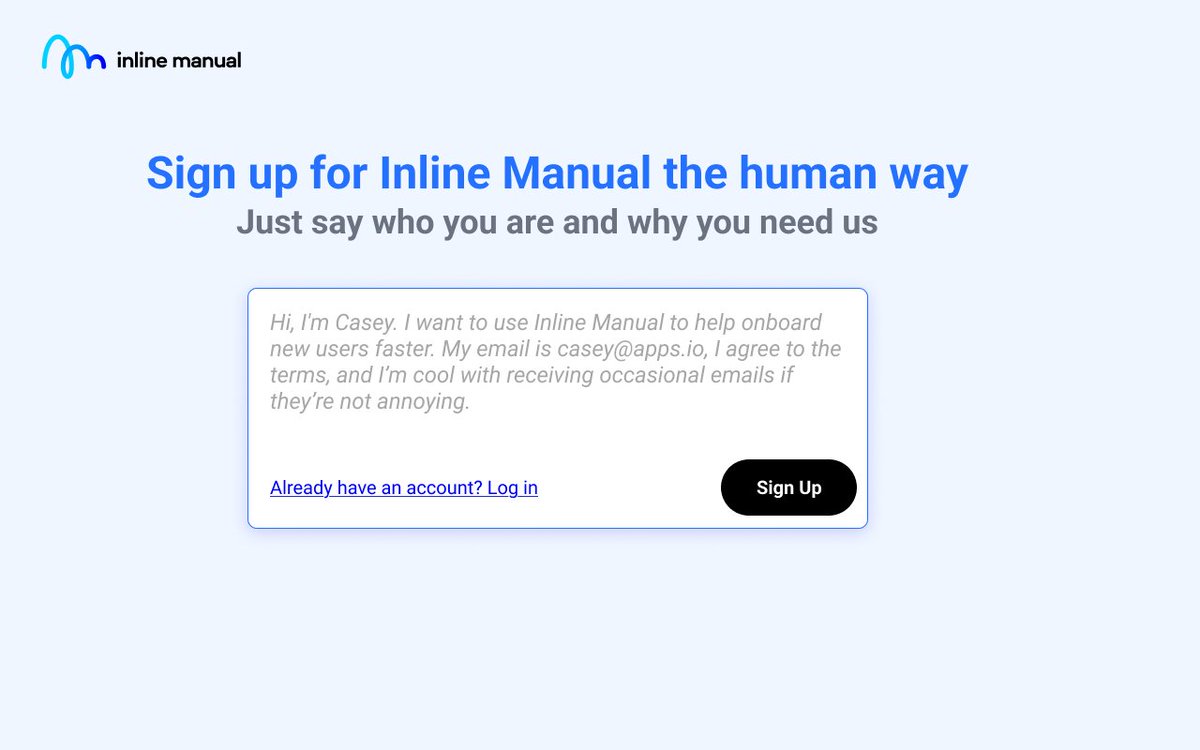 We simplified sign up. Just following the trend.

Replaced 6 fields, 3 checkboxes, and a CAPTCHA with a single text box.