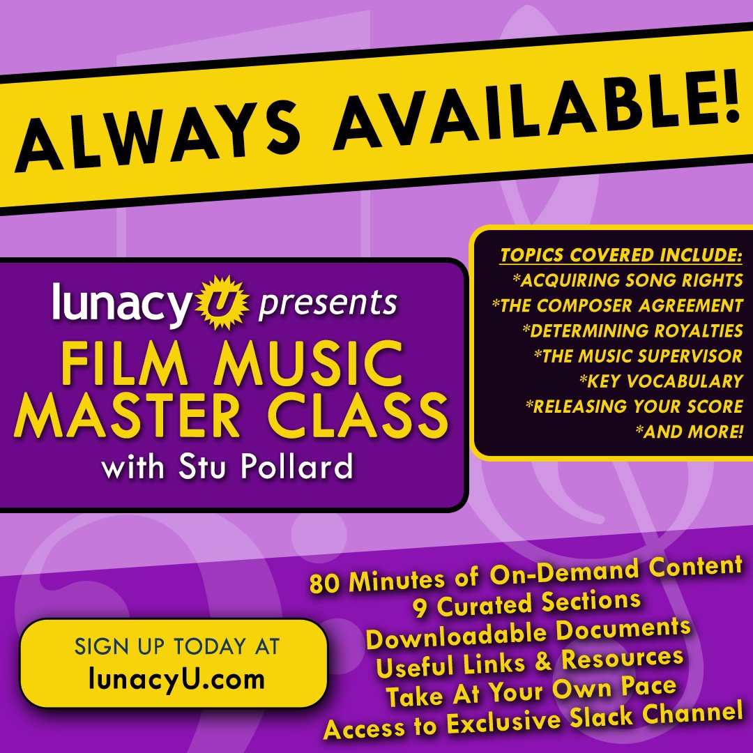 LunacyU (@lunacy_u) on Twitter photo Make this the summer you start making your film idea into a reality!
LunacyU has two great classes on Indie Film Financing & Film Music, both taught by veteran producer <a href="/StuPollard/">Stu Pollard</a>.
Start anytime and go through the class at your own pace!
#indiefilmmakers #indiefilm #filmschool Make this the summer you start making your film idea into a reality!
LunacyU has two great classes on Indie Film Financing & Film Music, both taught by veteran producer <a href="/StuPollard/">Stu Pollard</a>.
Start anytime and go through the class at your own pace!
#indiefilmmakers #indiefilm #filmschool