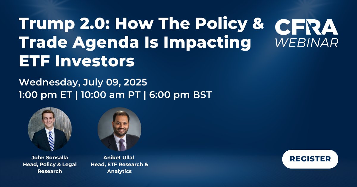 CFRA Research (@cfraresearch) on Twitter photo 📅 Join us for the CFRA Webinar: Trump 2.0! Learn how Washington's policies affect ETF investors with <a href="/AniketCFRA/">Aniket Ullal</a> and #JohnSonsalla as they discuss key Trump-era policies and what to expect this year. Register now! ow.ly/Rie550WcZYs 📅 Join us for the CFRA Webinar: Trump 2.0! Learn how Washington's policies affect ETF investors with <a href="/AniketCFRA/">Aniket Ullal</a> and #JohnSonsalla as they discuss key Trump-era policies and what to expect this year. Register now! ow.ly/Rie550WcZYs