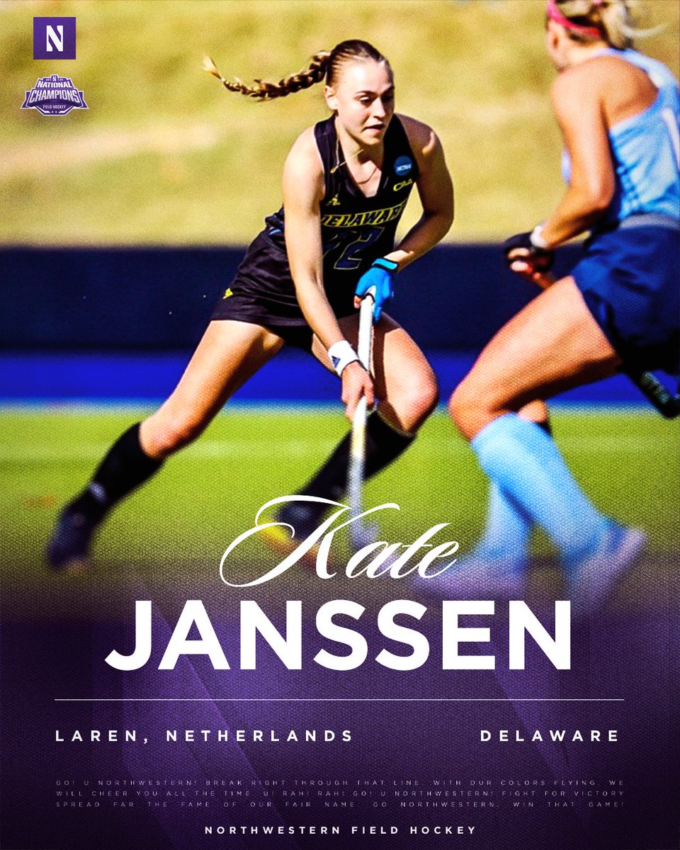 NUFHCats's tweet image. Welcome to the Wildcats, Kate Janssen 🟣😼
An incoming sophomore from the Netherlands who started all 22 games at Delaware last season and earned CAA All-Rookie honors.