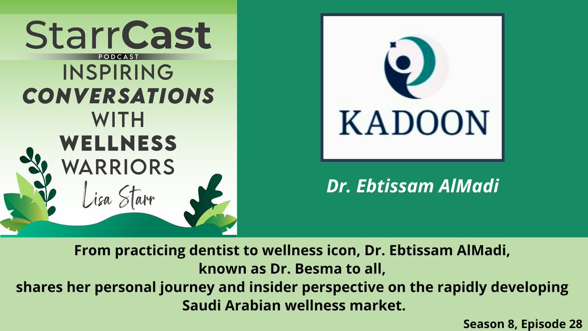 Fresh release: "From Clinics to Culture: Pioneering Wellness in the Kingdom of Saudi Arabia" on StarrCast Podcast
bit.ly/3KJkAzU 
#SaudiWellness #GlobalSpaTrends #WellnessTourism #WomenInWellness #MiddleEastWellness #Kadoon #StarrCast #Podcast