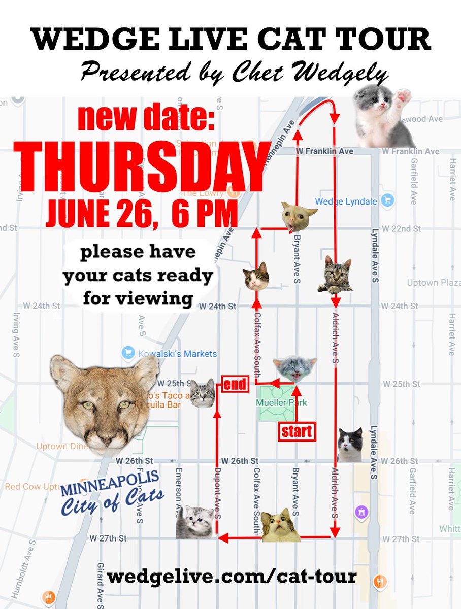 🚨 SOUND THE ALARM: THE CAT TOUR HAS BEEN MOVED TO THURSDAY, JUNE 26.