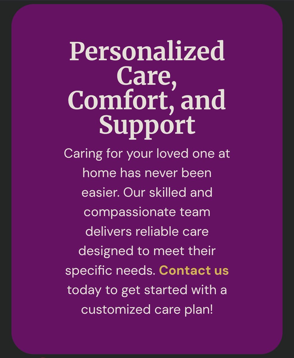 PremiumCarehca's tweet photo. We make customized care plans tailored to detail your specific needs. Give us a call, we are happy to help.

#homecare #care #snrcare #premiumcarehomecare https://t.co/aG6iME5By3