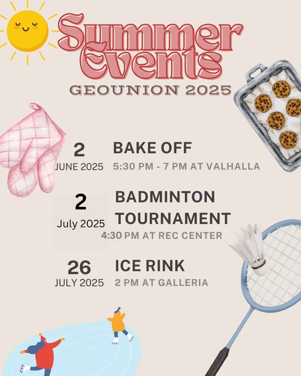 On June 2nd, #GeoUnion got their🧁bake on in hopes of winning the title "Top baker" and a special prize. 

If you're on campus and want to feel as happy as these bakers this summer,  check out the next two GeoUnion events.  (The next one is July 2nd <a href="/4/">w</a>:30 pm) 

#RiceEEPS