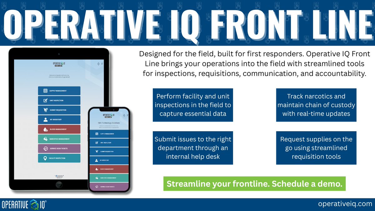 Your crew shouldn't have to rely on clipboards, phone calls, or guesswork to get the job done. When seconds matter, reliable tools and streamlined communication make all the difference. Operative IQ Front Line gives your crew what they need — right in the palm of their hand. From