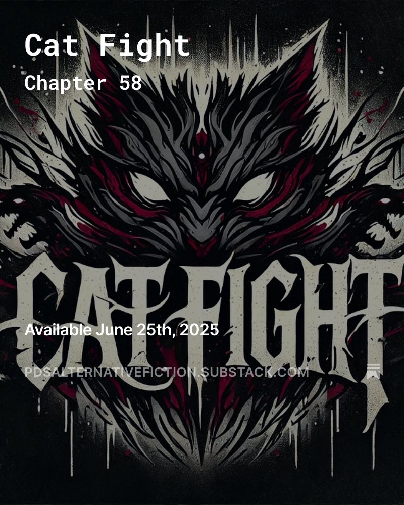 "It happened so fast. He didn’t realize Damien was that close. He seemed to move like the wind." Chapter 58 from Cat Fight dropped this morning.

pdsalternativefiction.substack.com/s/cat-fight

#bookboost #booktwt  #mustreads #readingcommunity #readingforpleasure #horror #horrorcommunity #thrillers