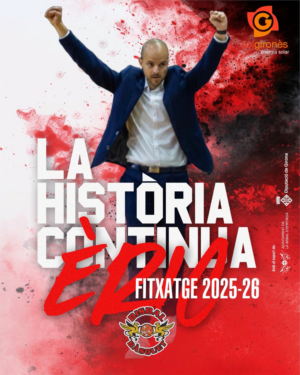 📢 OFICIAL 📢
✍️📝 Fitxatge
📅 25-26

<a href="/SurisEric/">Eric Surís</a> NOU ENTRENADOR DEL SOL GIRONÈS <a href="/bisbalbasquet/">Bisbal Bàsquet //*//</a> 

Èric Surís (42 anys) serà l’entrenador del Sol Gironès Bisbal Bàsquet la propera
temporada. Surís, amb una amplíssima experiència en l’èlit del bàsquet havent entrenat equips com