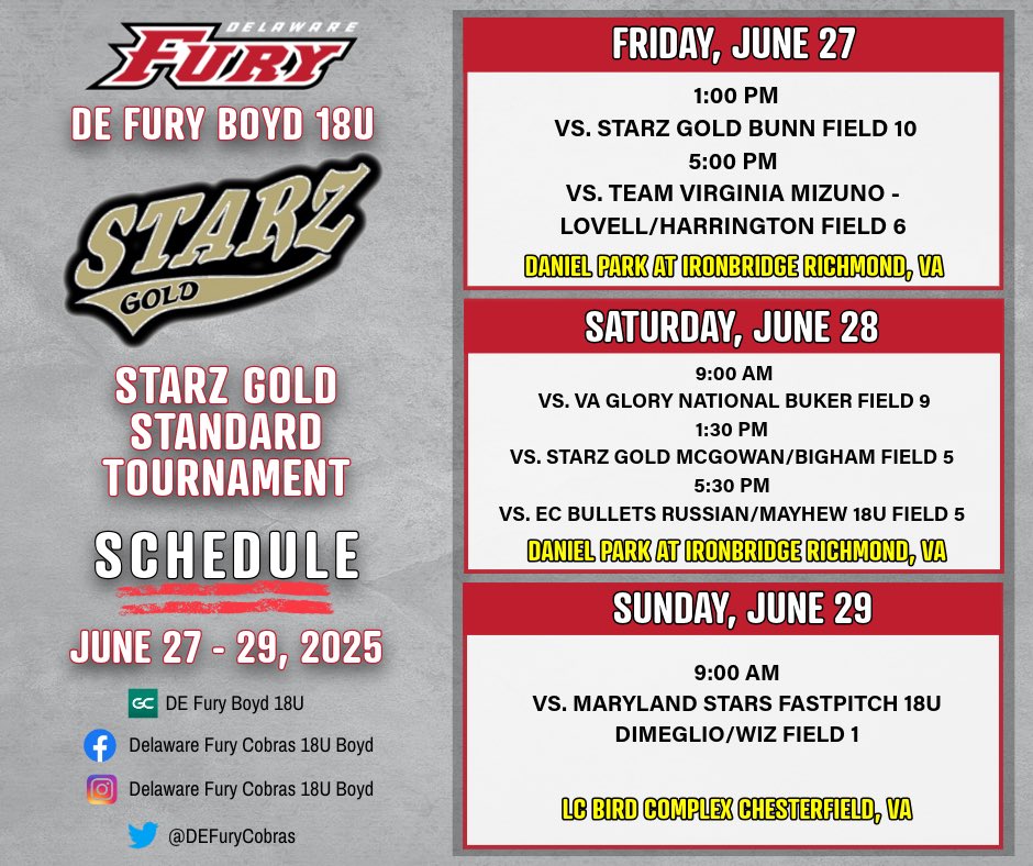 Hitting the road this weekend for the Starz Gold Standard Tournament in Richmond, VA.
See you there!!