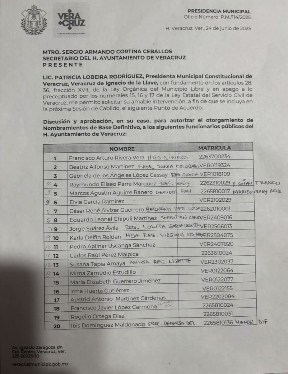 Actual ayuntamiento de Veracruz le quiere imponer 32 empleados base a Rosa María Hernández Espejo niusdeveracruz.com/2025/06/25/act… #NiusDeVeracruz