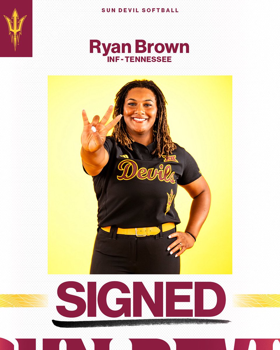 ASUSoftball's tweet image. Tennessee ➡️ Tempe 😈
We’re excited to welcome @rybrown2504 to the team!