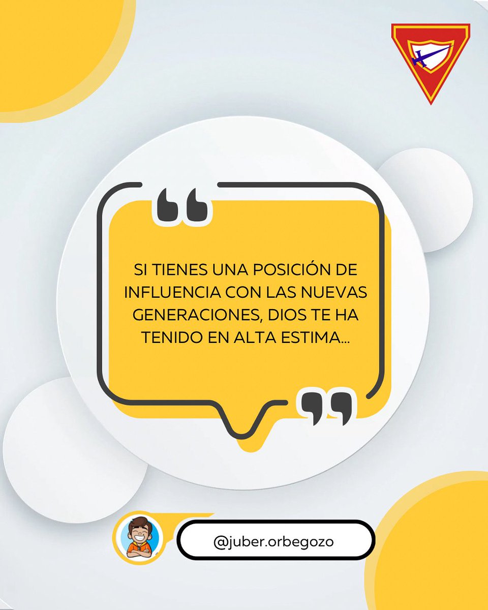 💪🏻 Si tienes una posición de influencia con las #NuevasGeneraciones, Dios te ha tenido en alta estima… 😎

❤️Jesús mismo pasó tiempo y tuvo relaciones cercanas y personales con sus discípulos ¿Tienes relaciones personales con las #NuevasGeneraciones en tu iglesia? 😁