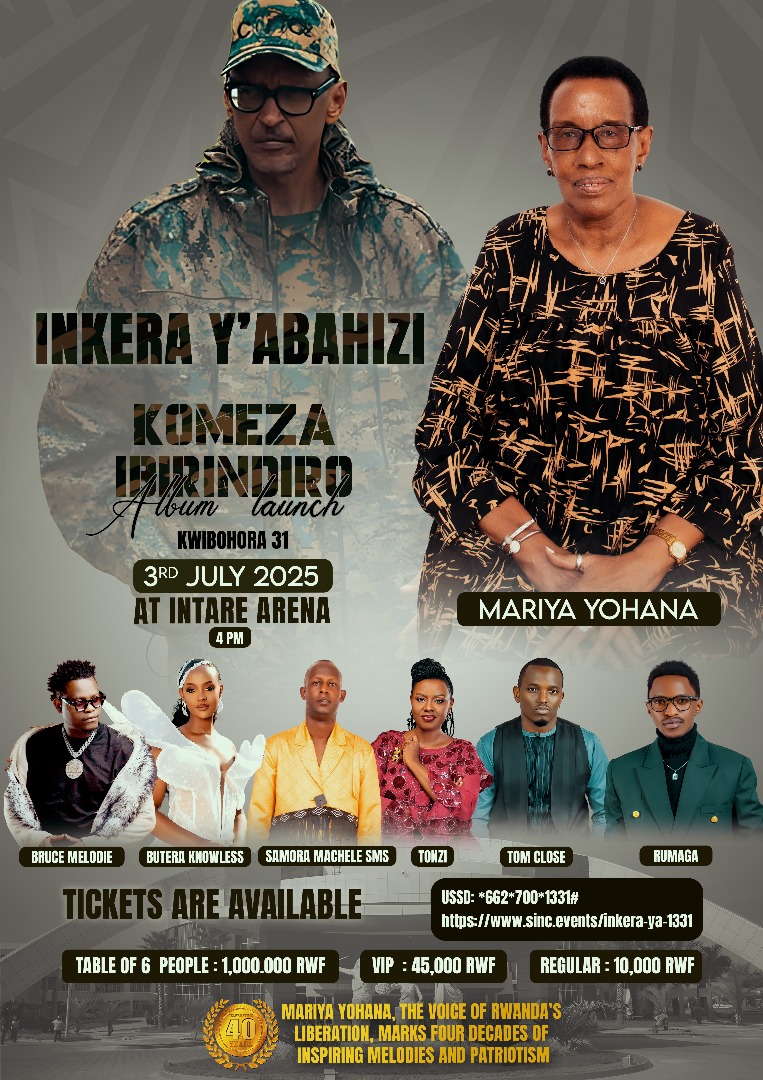 Umunyabigwi mu muziki Nyarwanda Mariya Yohana yateguje igitaramo cy'amateka yise Inkera y’Abahizi azamurikiramo Album yise ’Komeza Ibirindiro’ avuga ko yayitiriye Umukuru w’Igihugu kubera ibigwi bye.

Kizaba tariki ya 3 Nyakanga 2025, kibere mu Intare Arena i Rusororo.