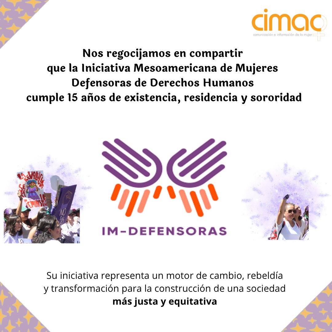prensacimac's tweet photo. Felicitamos a nuestras compañeras @IM_Defensoras, por su iniciativa, labor y compromiso en por la equidad de género. Su trabajo es un testimonio inspirador de dedicación y lucha. ✊💜
#AniversarioIMDefensoras #DefensorasDeDerechos #DerechosdelasMujeres #SerResistencia https://t.co/T61D3TvJ6v