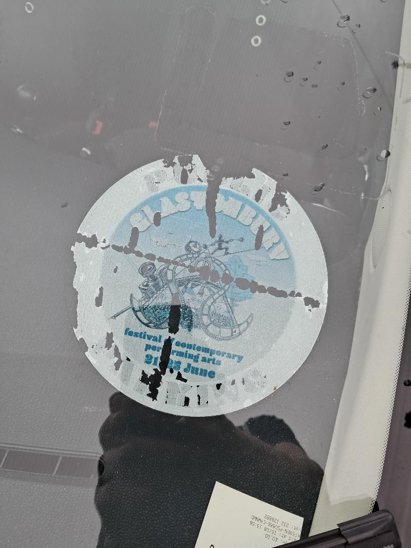 Are Glastonbury windscreen stickers really so difficult to remove, or are these half-hearted attempts just shy-bragging? #Glastonbury
