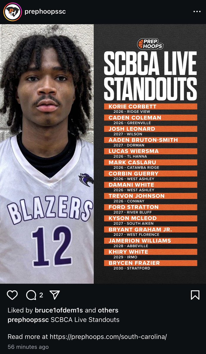 Rising 8th grader Brycen Frazier  had a great showing this past weekend at <a href="/SCBCA/">South Carolina Basketball Coaches Association</a> live event.