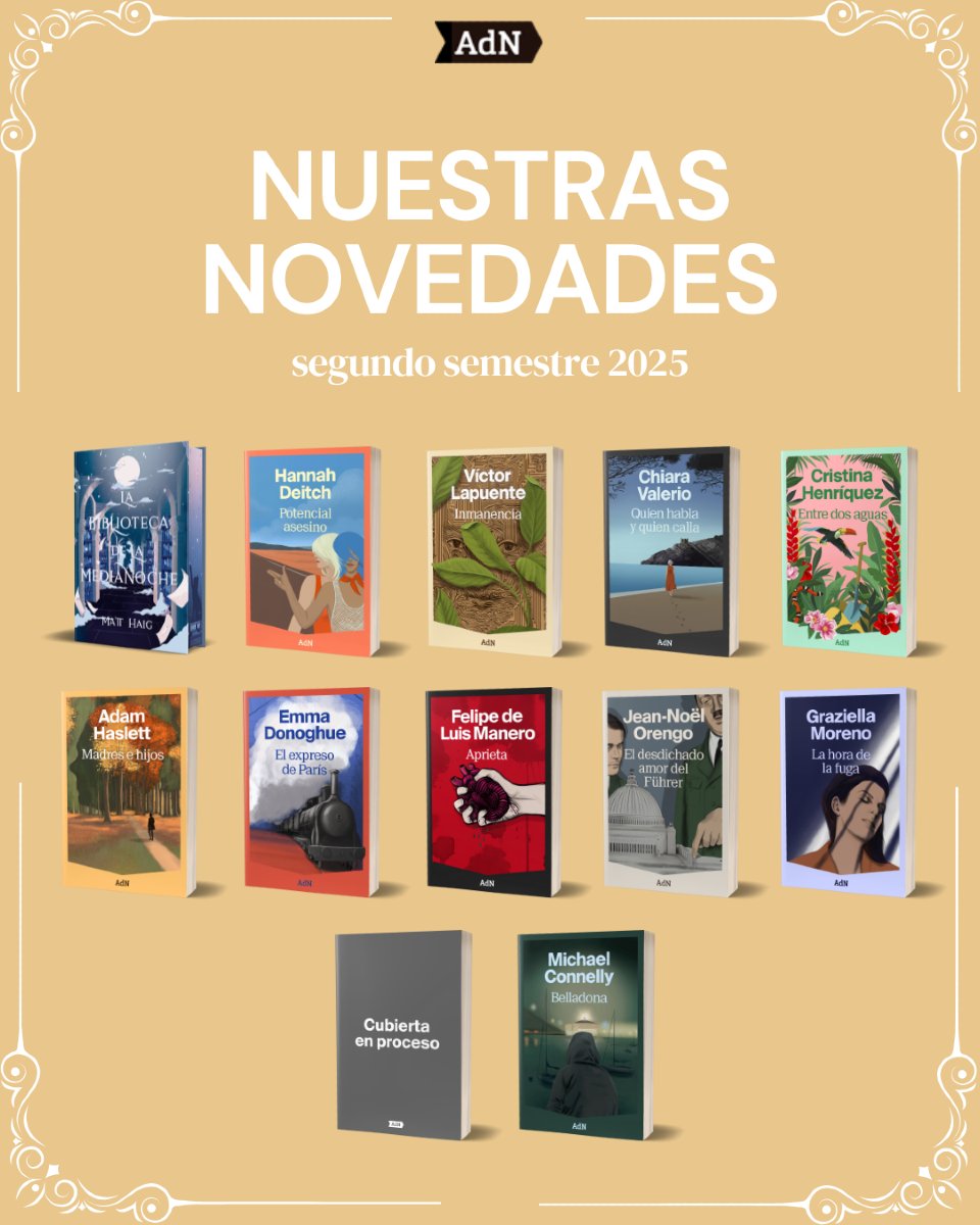 Novedades AdN Novelas ⚡

Cerramos nuestro maratón de novedades con una recopilación de los libros que vamos a publicar este segundo semestre de 2025 🔥