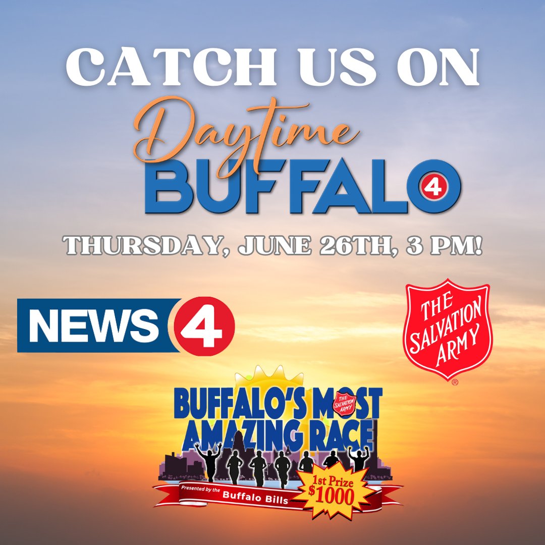 Catch us on @WIVB’s <a href="/DaytimeBuffalo/">DaytimeBuffalo</a> tomorrow, 6/26 at 3 PM! Our Development Director, Laurie Krajna, will be sharing all about Buffalo’s Most Amazing Race presented by the <a href="/BuffaloBills/">Buffalo Bills</a>. Don’t miss it! 

#DaytimeBuffalo #BuffalosMostAmazingRace