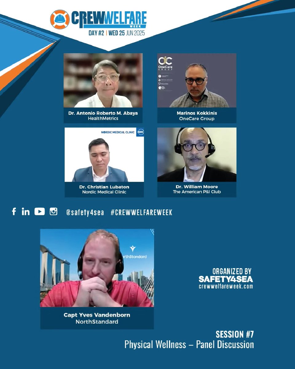What are the top priorities for crew wellness at sea? At @SAFETY4SEA  #CrewWelfareWeek, Dr. William Moore of #AmericanPandI joined global  experts to explore physical wellness challenges and the need for collaboration across the #MaritimeIndustry.

🔗 crewwelfareweek.com