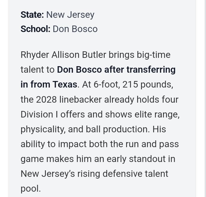 Rhyder Allison-Butler (@rhyder_210) on Twitter photo Thank you <a href="/edaniels77/">EJ Daniels</a> and <a href="/PrepRedzoneNJ/">Prep Redzone New Jersey</a> for welcoming me to the Garden State!!
<a href="/DBP_Football/">Bosco Football</a> <a href="/CoAcHKeLZZz3/">Markell Harrison</a>
#MonsterTech
<a href="/Zaireanderson13/">Zaire Anderson</a> <a href="/DonnieBaggs_/">#HCville</a>
<a href="/TFloss32/">Todd Glawson</a> <a href="/_TopFlightBoog/">Coach Top ™️</a>
<a href="/CraigHaubert/">Craig Haubert</a> <a href="/BillyEmbody/">Billy Embody</a>
<a href="/FredStewart50/">Frederick Stewart</a> <a href="/Coach_Drew1/">Andrew Watson</a>
<a href="/Coachcliff904/">Cliff Hill</a> <a href="/BDammone/">Along The Wire</a> <a href="/AWilliamsUSA/">Anthony Williams</a> Thank you <a href="/edaniels77/">EJ Daniels</a> and <a href="/PrepRedzoneNJ/">Prep Redzone New Jersey</a> for welcoming me to the Garden State!!
<a href="/DBP_Football/">Bosco Football</a> <a href="/CoAcHKeLZZz3/">Markell Harrison</a>
#MonsterTech
<a href="/Zaireanderson13/">Zaire Anderson</a> <a href="/DonnieBaggs_/">#HCville</a>
<a href="/TFloss32/">Todd Glawson</a> <a href="/_TopFlightBoog/">Coach Top ™️</a>
<a href="/CraigHaubert/">Craig Haubert</a> <a href="/BillyEmbody/">Billy Embody</a>
<a href="/FredStewart50/">Frederick Stewart</a> <a href="/Coach_Drew1/">Andrew Watson</a>
<a href="/Coachcliff904/">Cliff Hill</a> <a href="/BDammone/">Along The Wire</a> <a href="/AWilliamsUSA/">Anthony Williams</a>