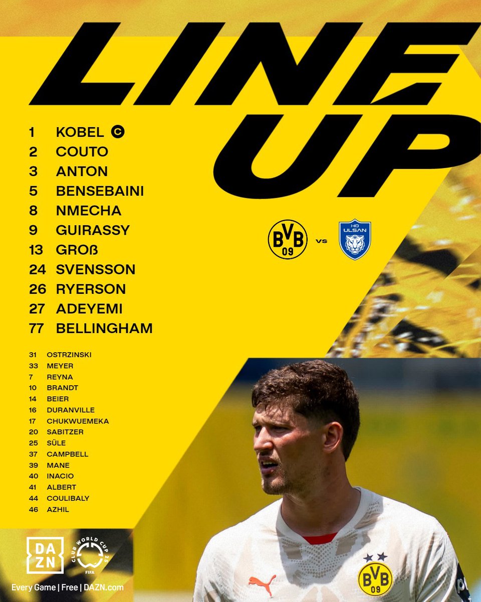 BVB's tweet photo. Here's how we line up TODAY! ⚫️🟡

#FIFACWC #BVBUlsan https://t.co/TP3fB7SA6t