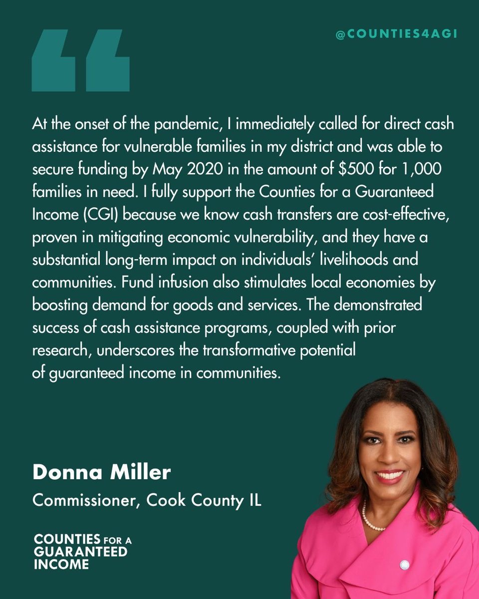 Cook County Commissioner Donna Miller has been a long-time champion of Cook County Promise Guaranteed Income Pilot, which is one of the largest publicly funded guaranteed income pilot programs in the U.S. This week, we're excited to officially welcome Commissioner Miller to CGI!